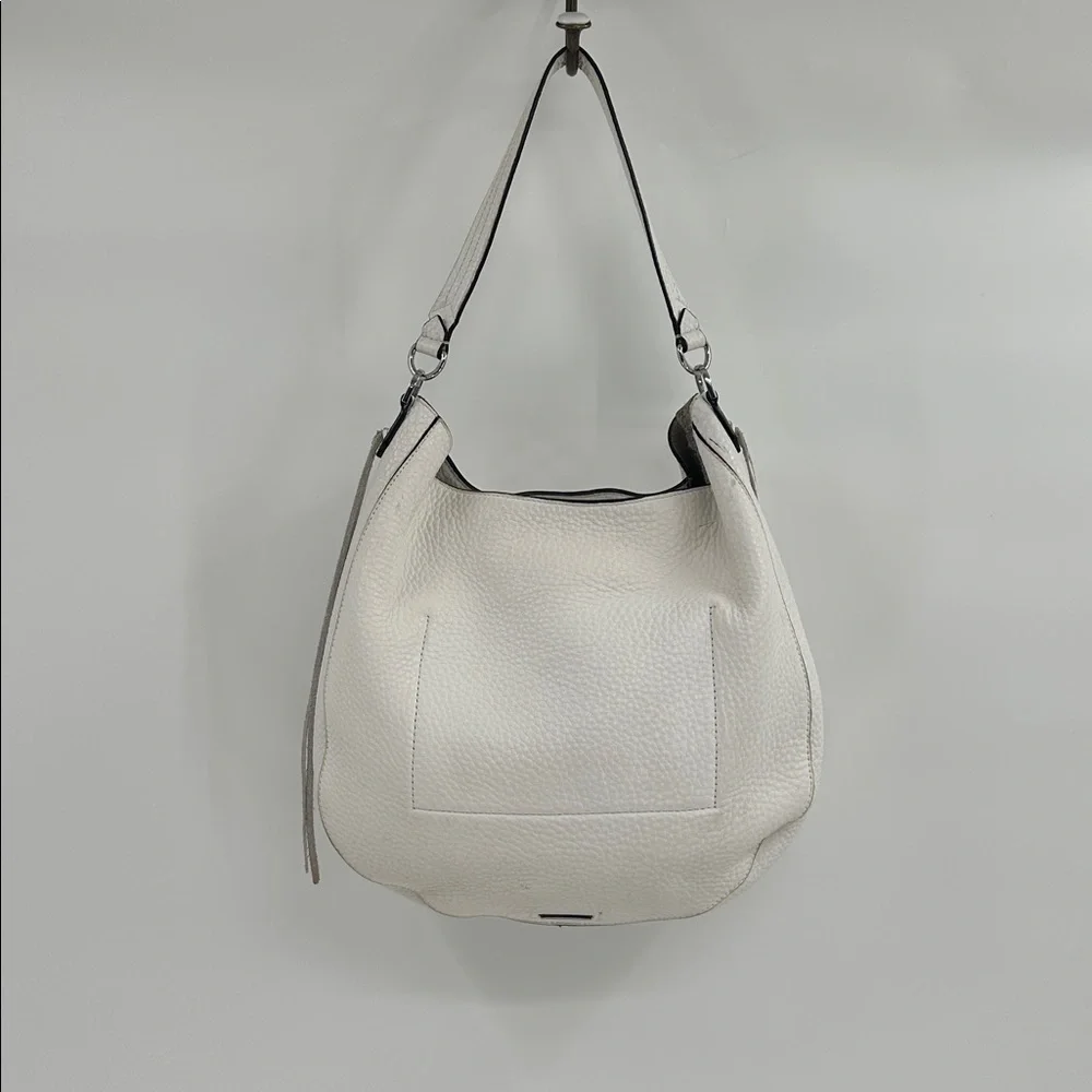 Rebecca Minkoff White Textured Leather Shoulder Hobo Bag